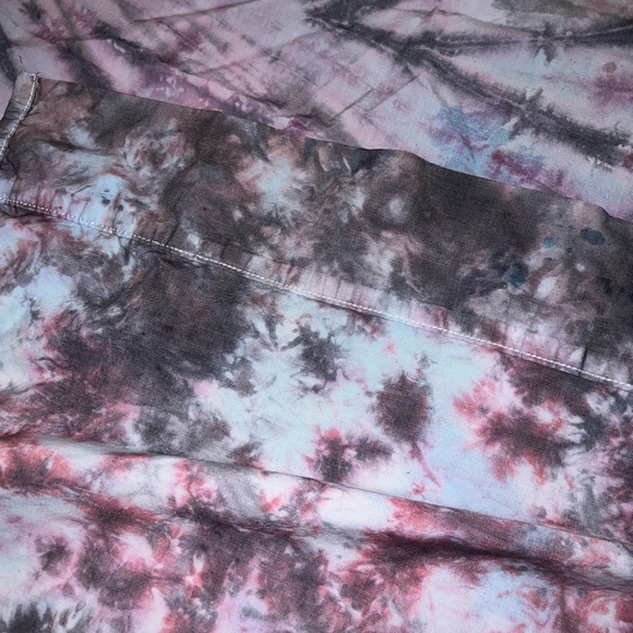 Custom Gray Colorful Red & Pink Tie Dye Top Bed Sheet Cotton Size Full - Picture 6 of 8